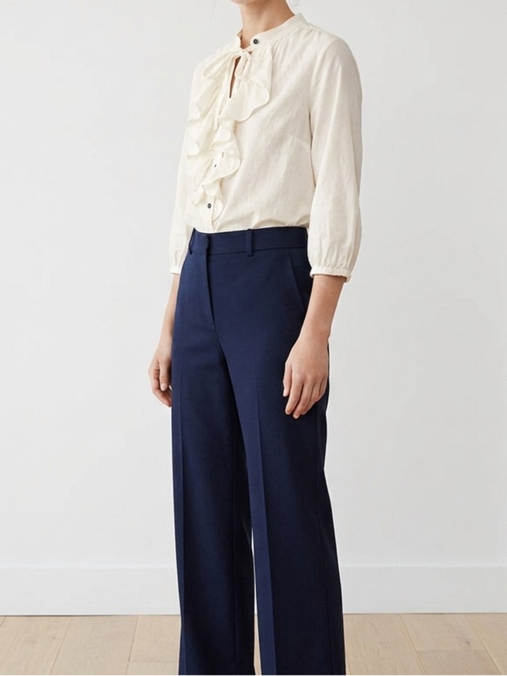 Ralph Lauren Ivory Ruffle Front Blouse - Picture 1 of 9